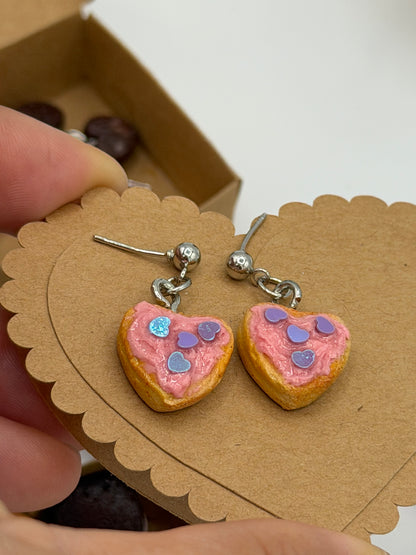 Sweet Heart Cookie Drop Earrings