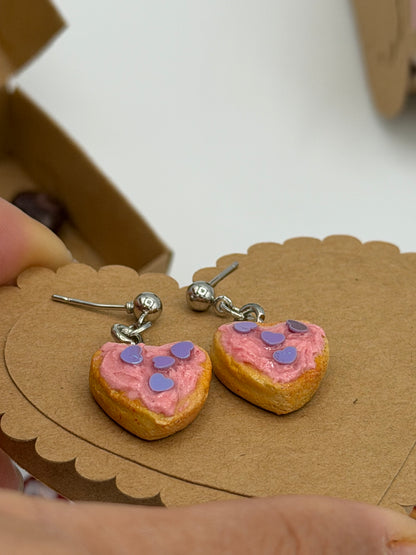 Sweet Heart Cookie Drop Earrings