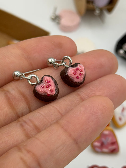 Sweet Heart Cookie Drop Earrings
