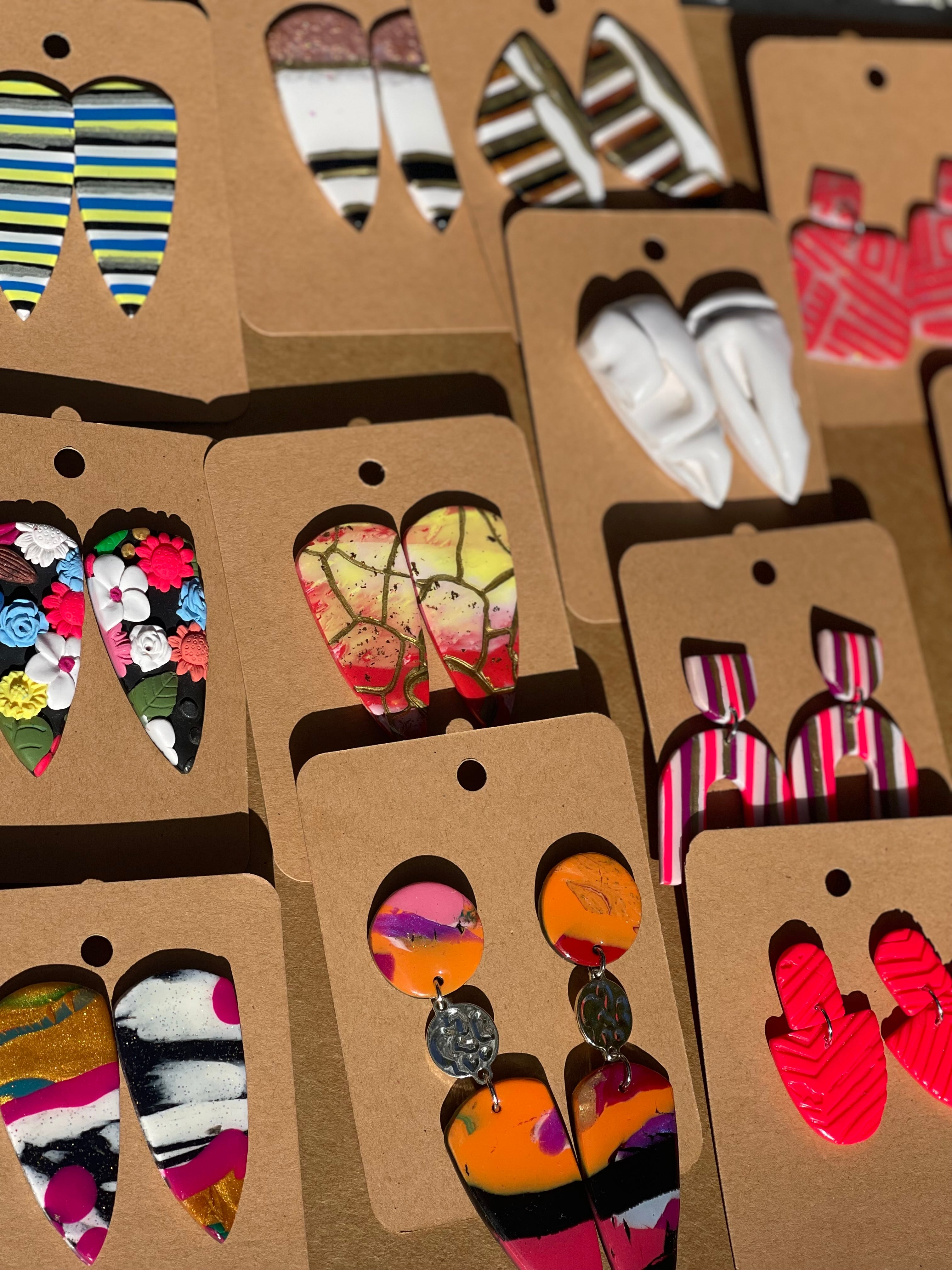 Colorful Bold Afro- Feminine polymer clay earrings- juniperzcreations